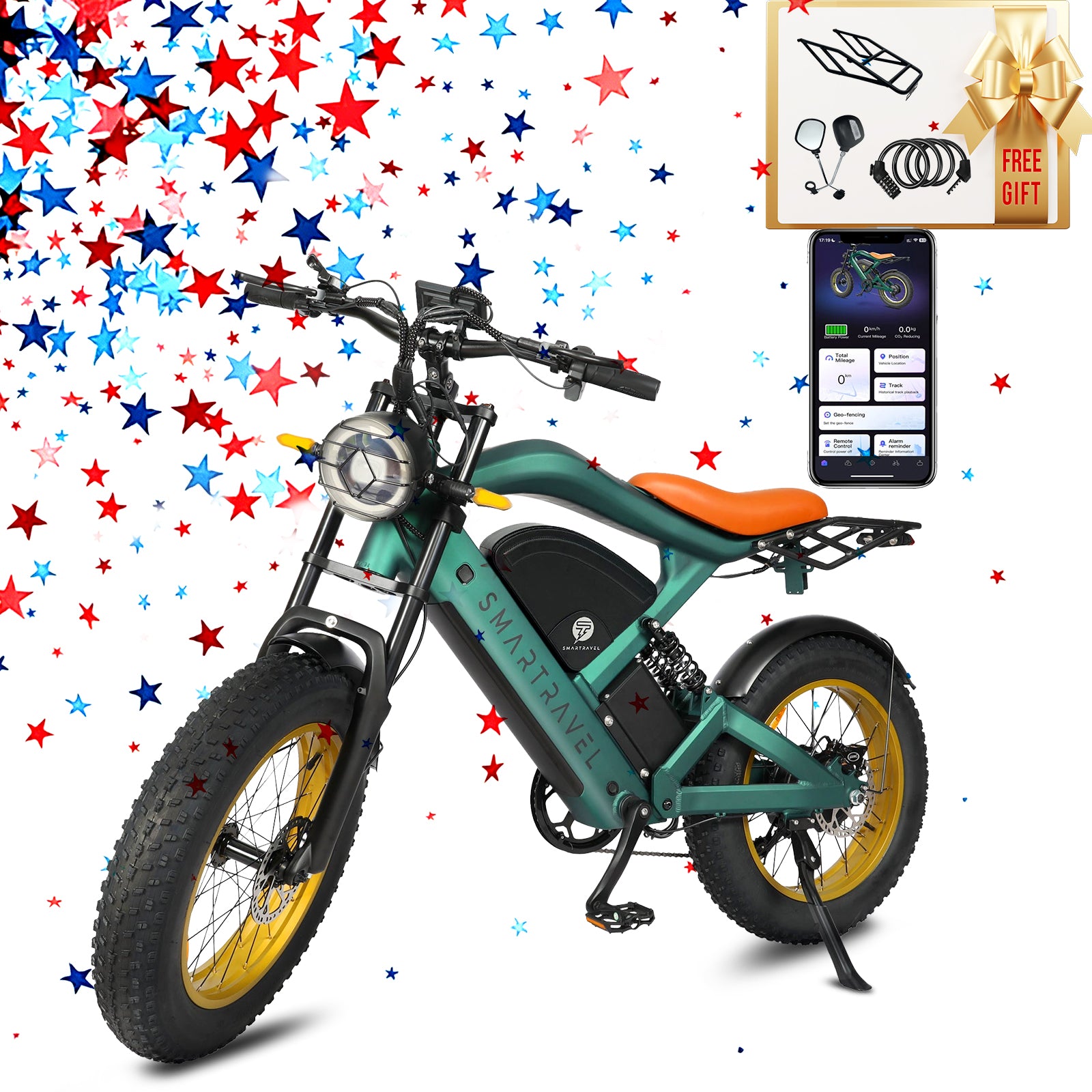 A hunter green Smartravel Raptor ST202 electric bike