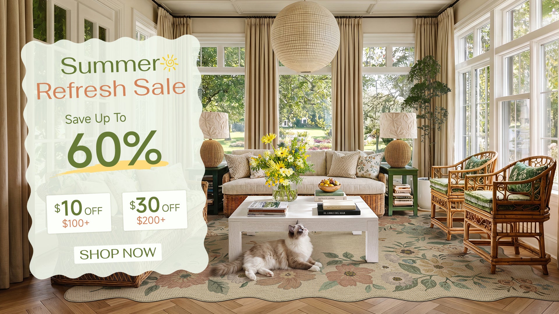 A vintage-style washable area rug from PureCozy laid out in a room