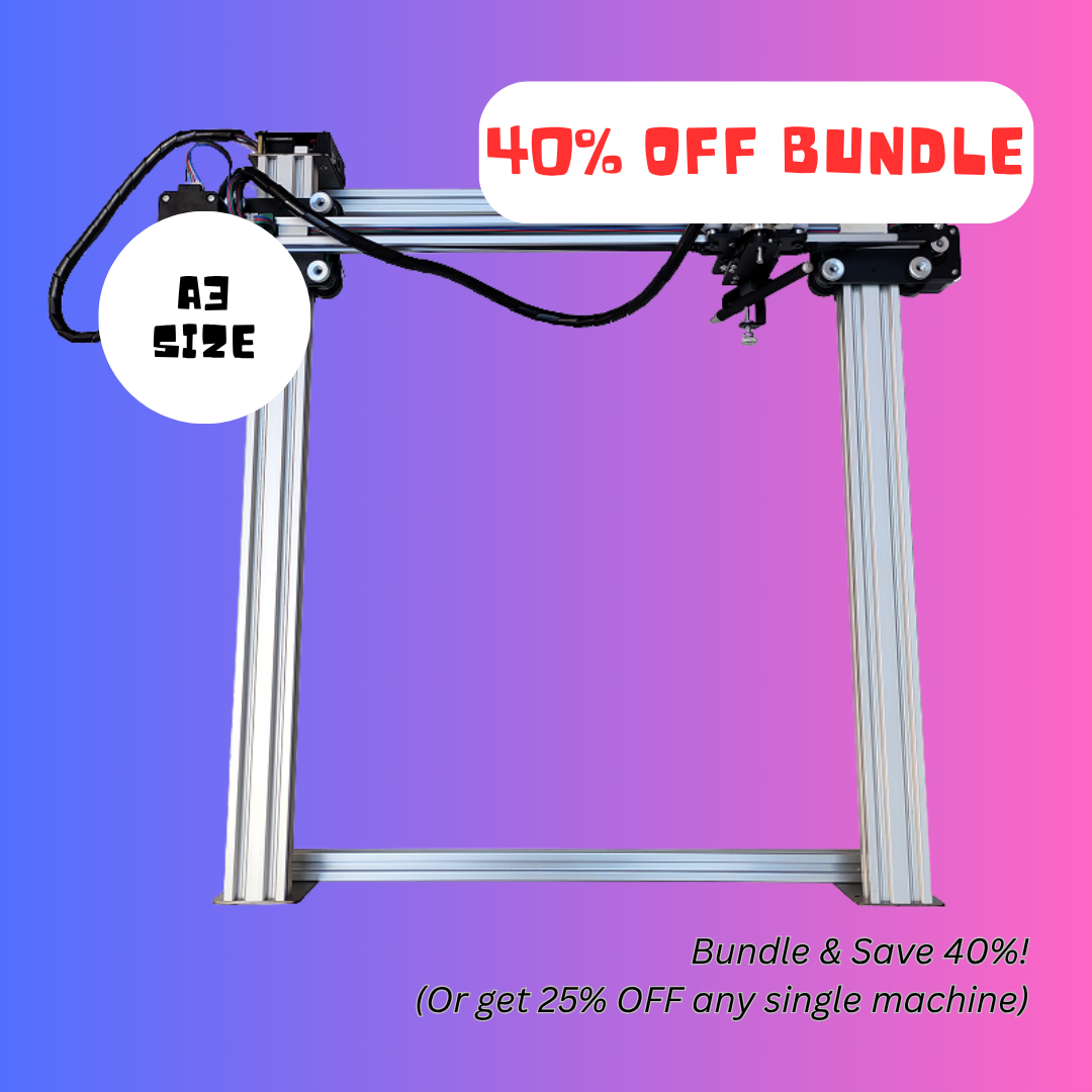 A UUNA TEK iDraw H A3 pen plotter built on an H-shaped frame