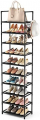 Black LANTEFUL tall shoe rack with rows of shoes on its tiers