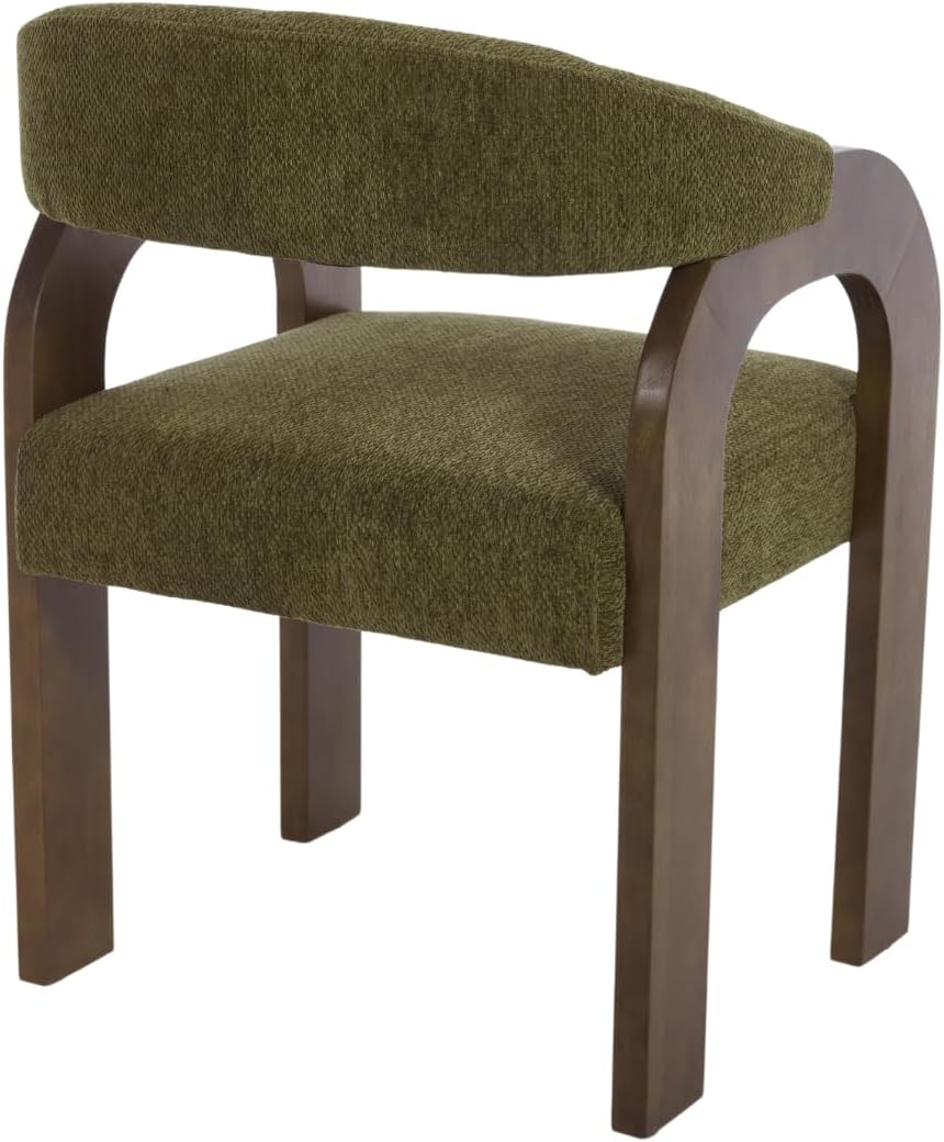 A sage green chenille DAYALANE farmhouse dining chair against a plain backdrop