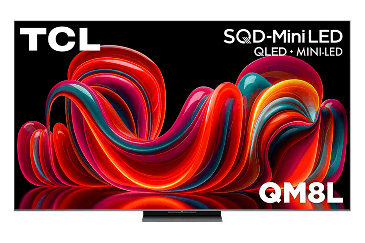 A 65-inch TCL QM8L mini-LED television in a product photo
