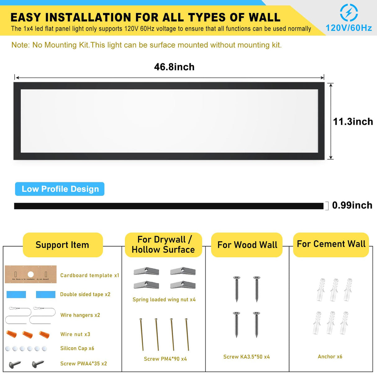 An AIKVSXER 1x4 LED flat panel light mounted in a ceiling