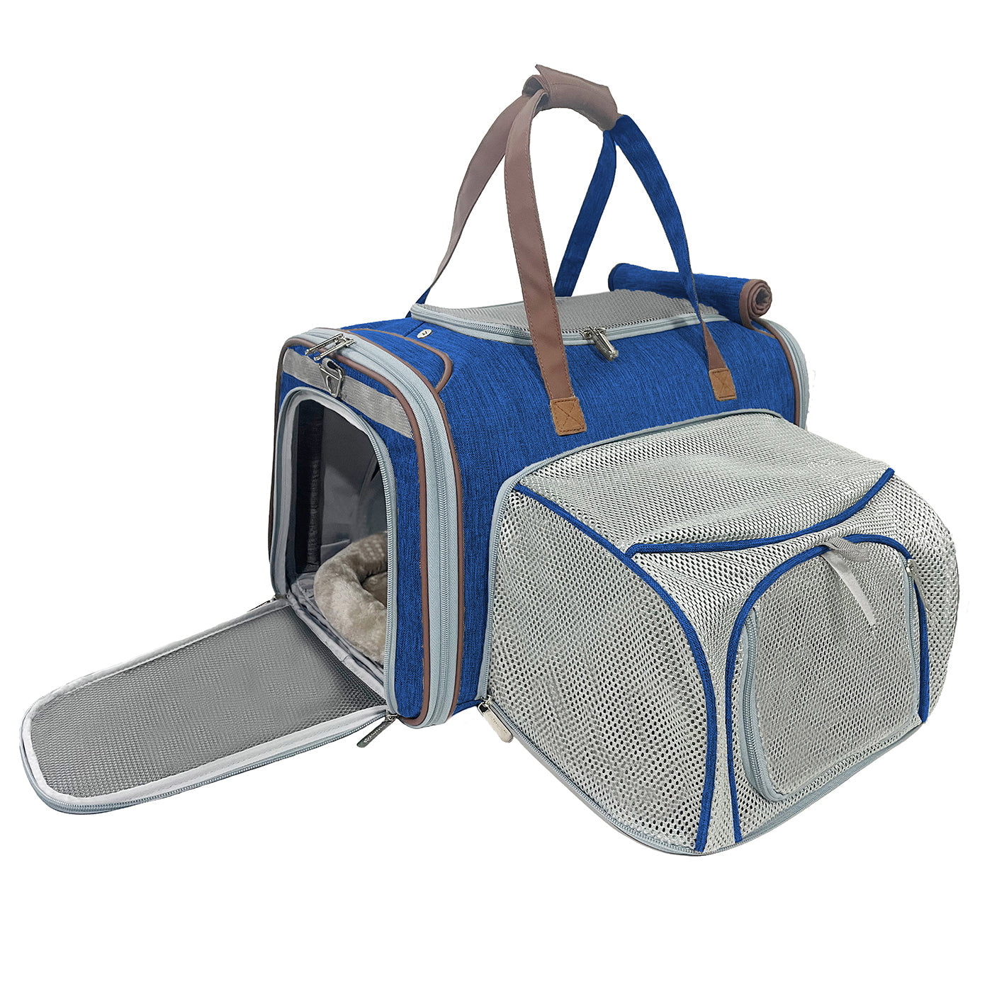 The Deja Blue Mr. Peanut's Gold Series expandable pet carrier