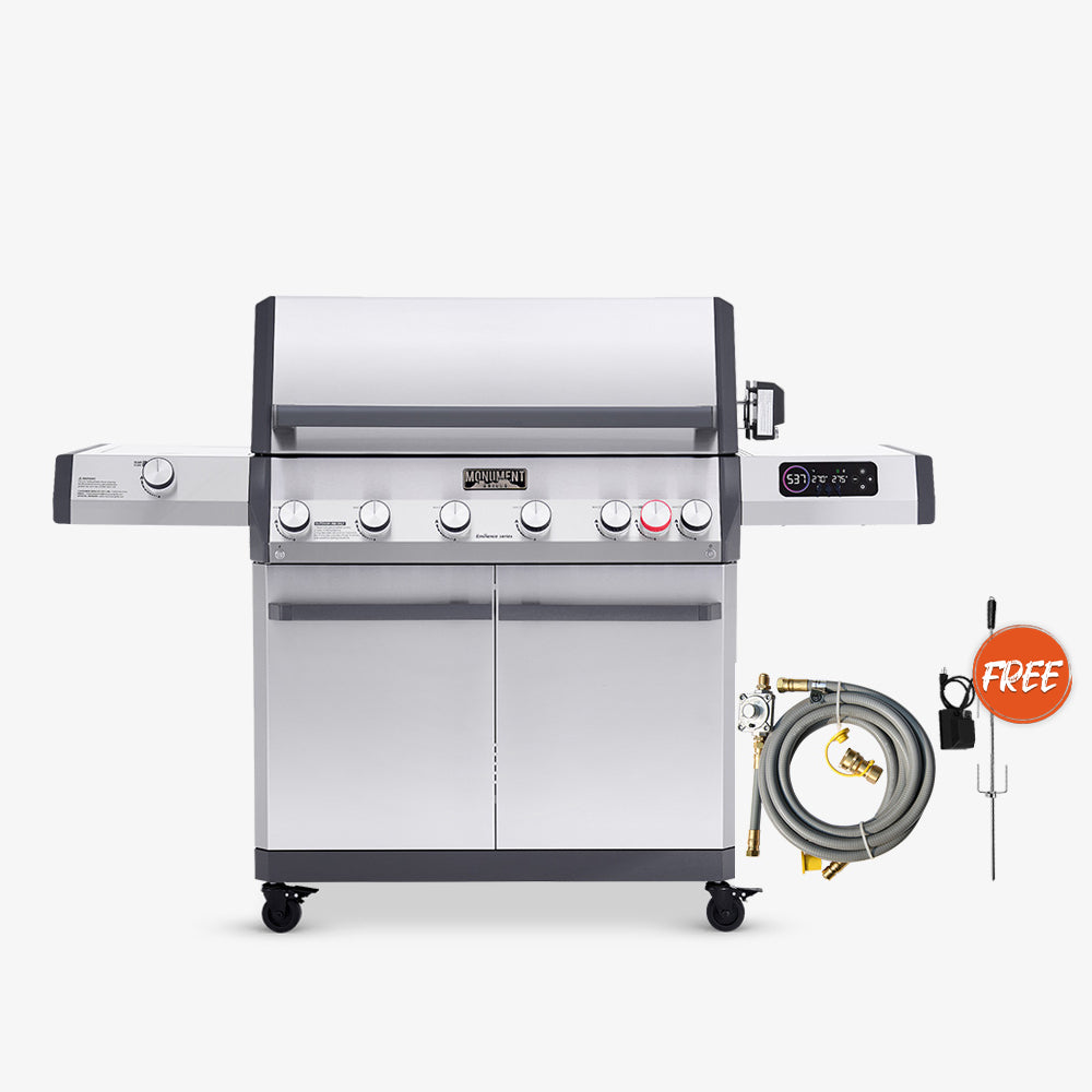 Monument Eminence 605 grill pictured with its natural gas conversion kit