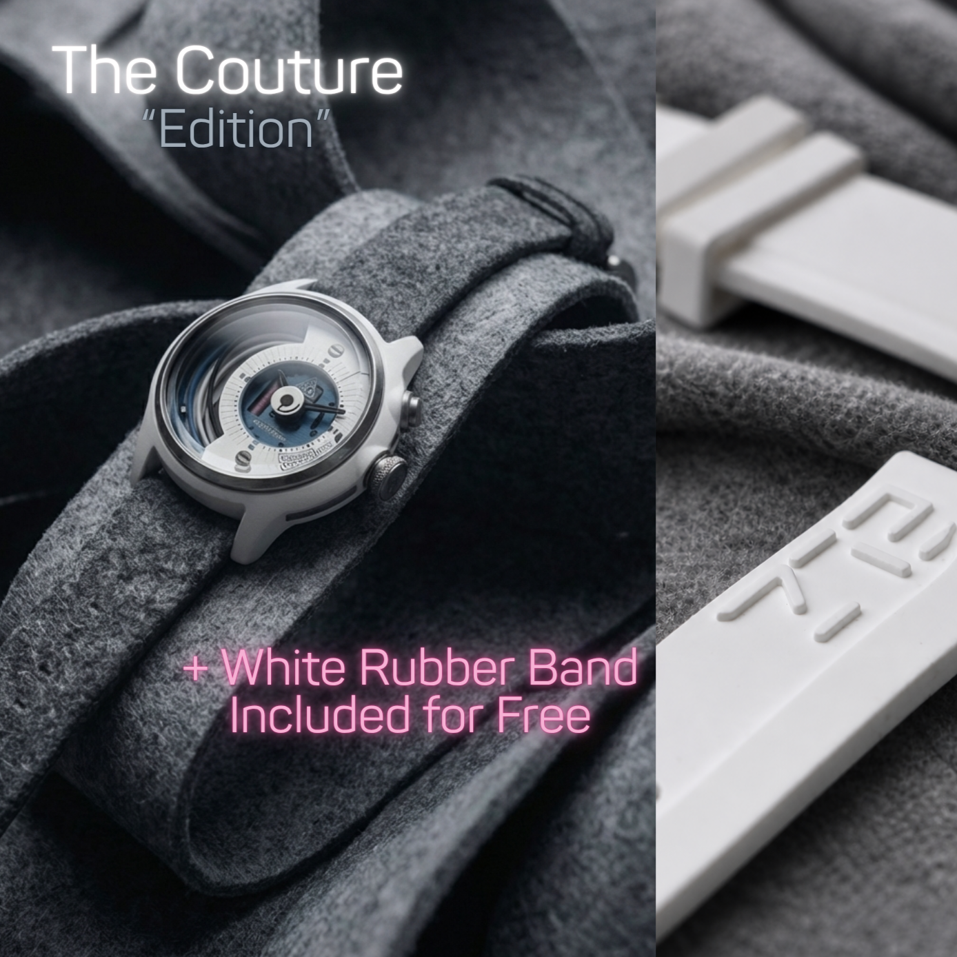 Electric blue dial and LED module on the Bionic Couture Edition watch from The Electricianz
