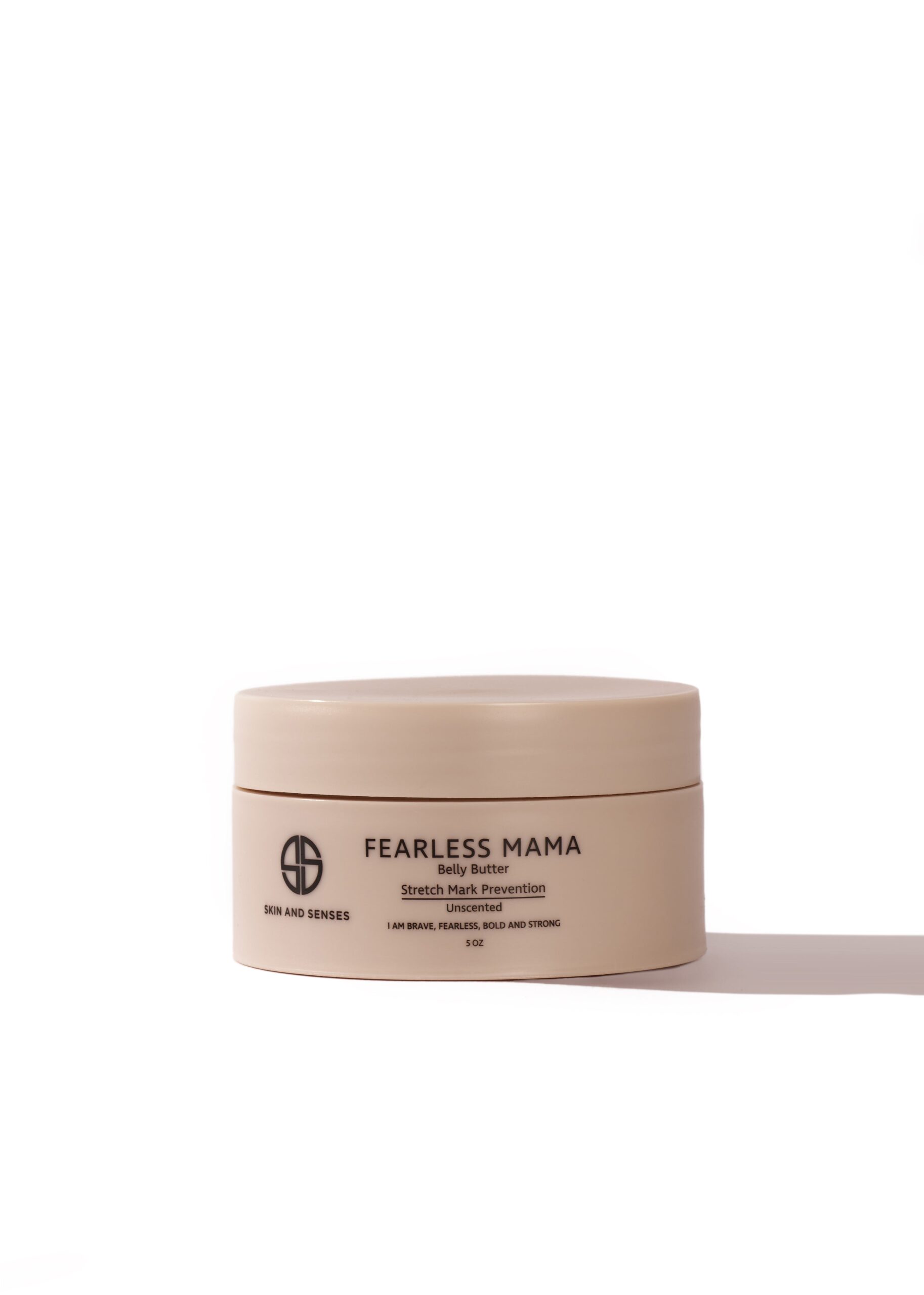 A jar of Skin and Senses Fearless Mama Belly Butter