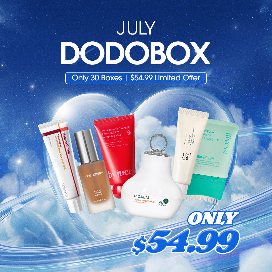 Korean skincare mystery box from DODOSKIN, the JULY DODOBOX edition