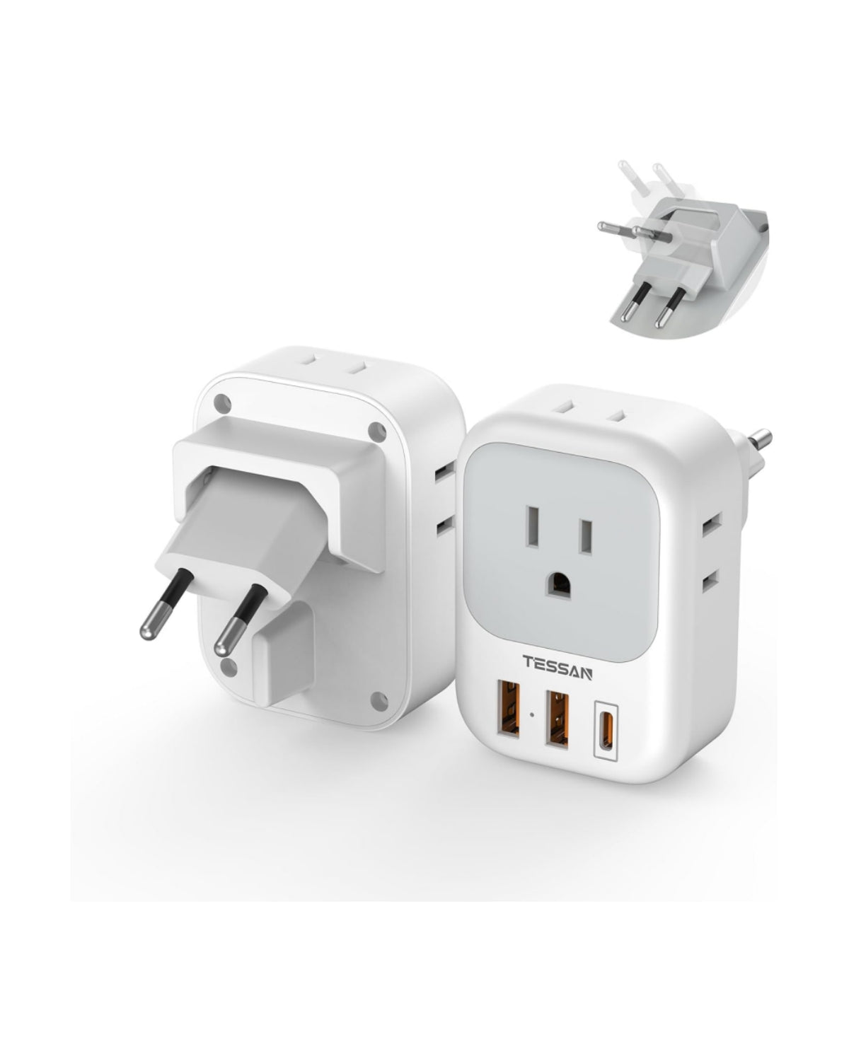 TESSAN European Travel Plug Adapter two-pack in its retail packaging