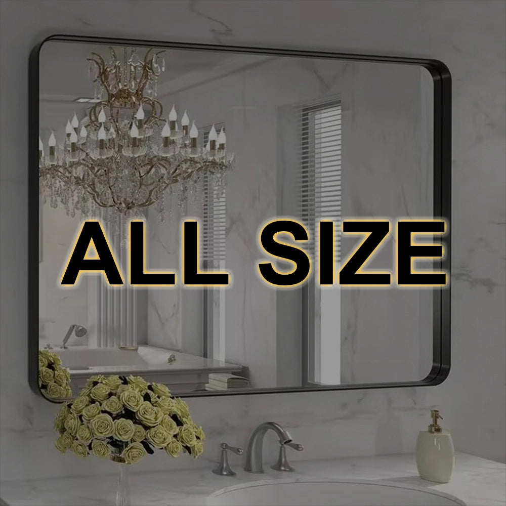 Size chart listing the available dimensions of the LOAAO black framed mirror