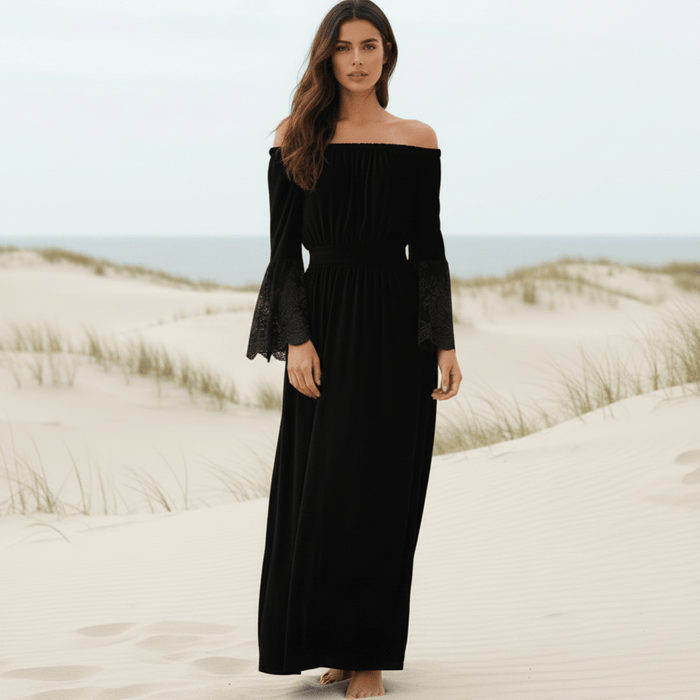 The same lace beach maxi dress in black