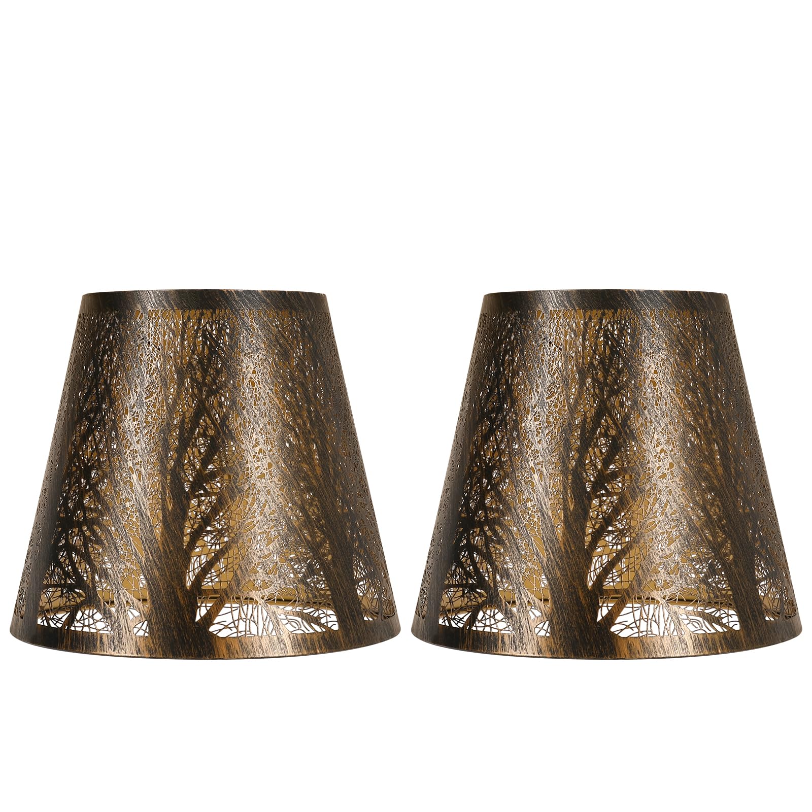Etched forest metal lamp shade from SWAIFDEE in an antique bronze finish