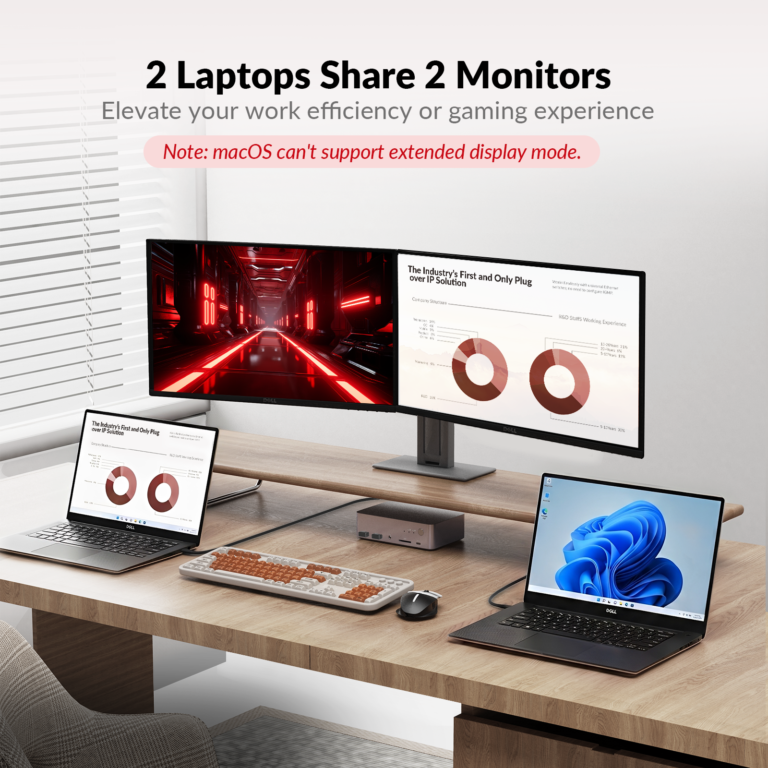 AV Access KVM Switch Dock: Two Laptops, Two Monitors, One Cable Each