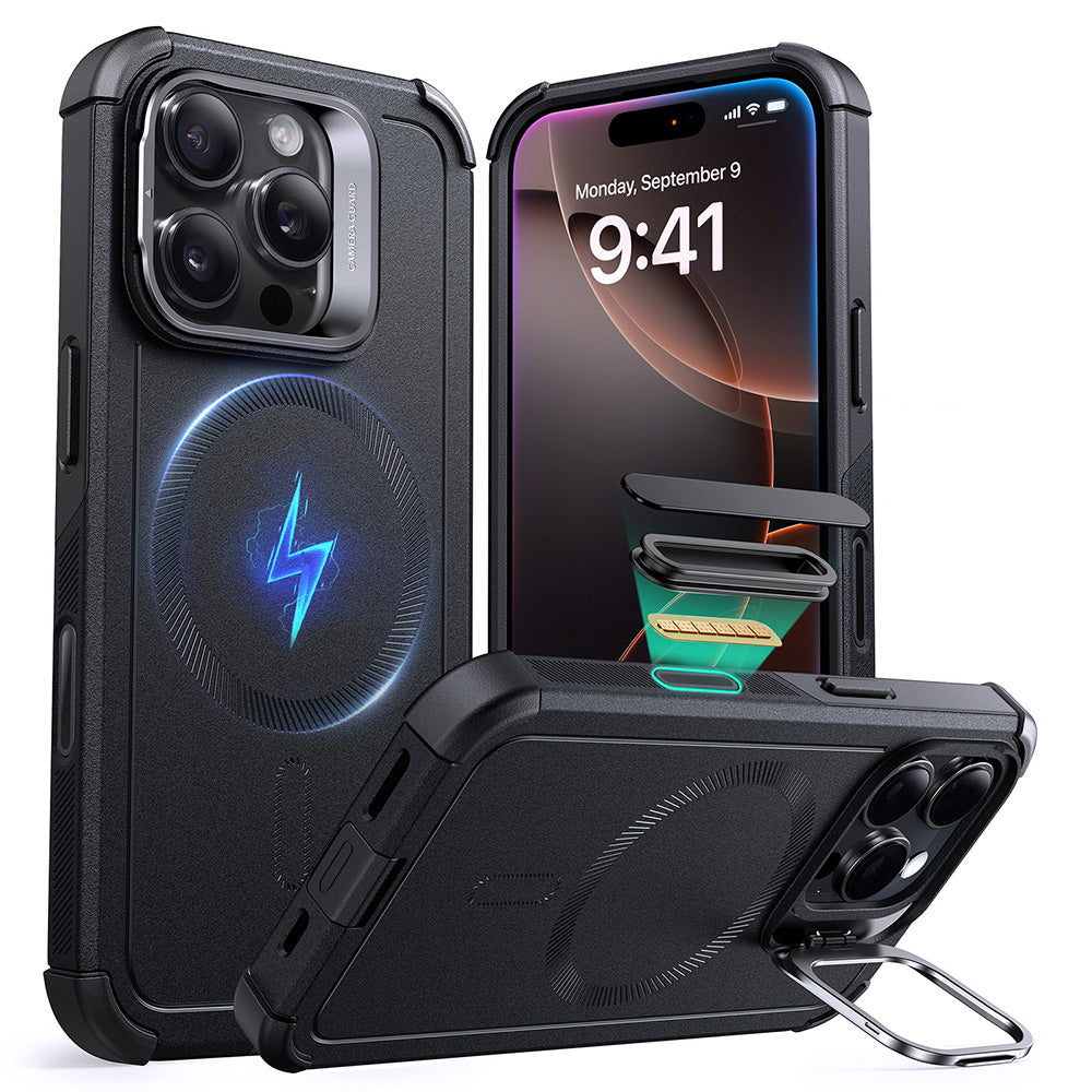ESR iPhone 16 Pro Cyber Series Case: Rugged Shell, Built-In Stand