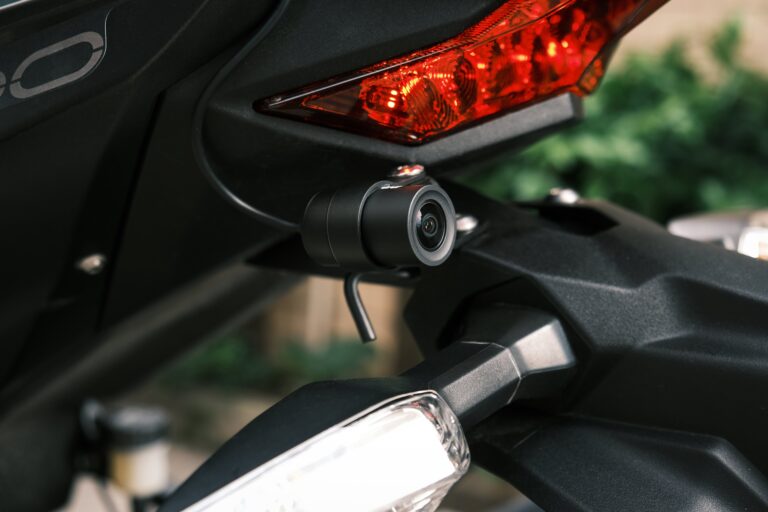 INNOVV bullet camera mounted beneath the tail light of a motorcycle