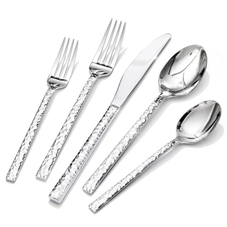 KINGSTONE Hammered Silverware Set Review: Steel, Finish and Fit