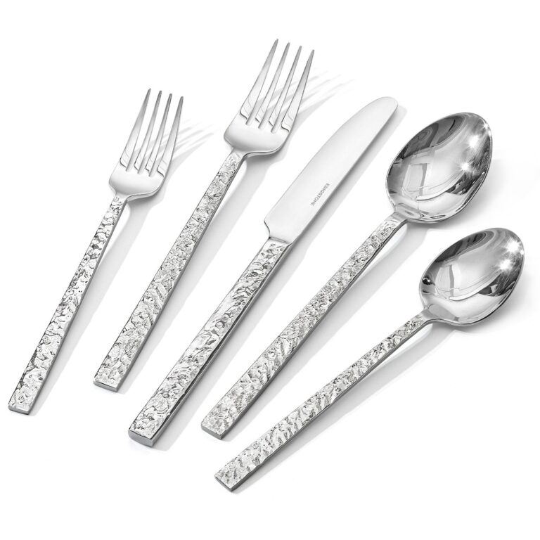 KINGSTONE Hammered Silverware Set Review: Steel, Finish and Fit