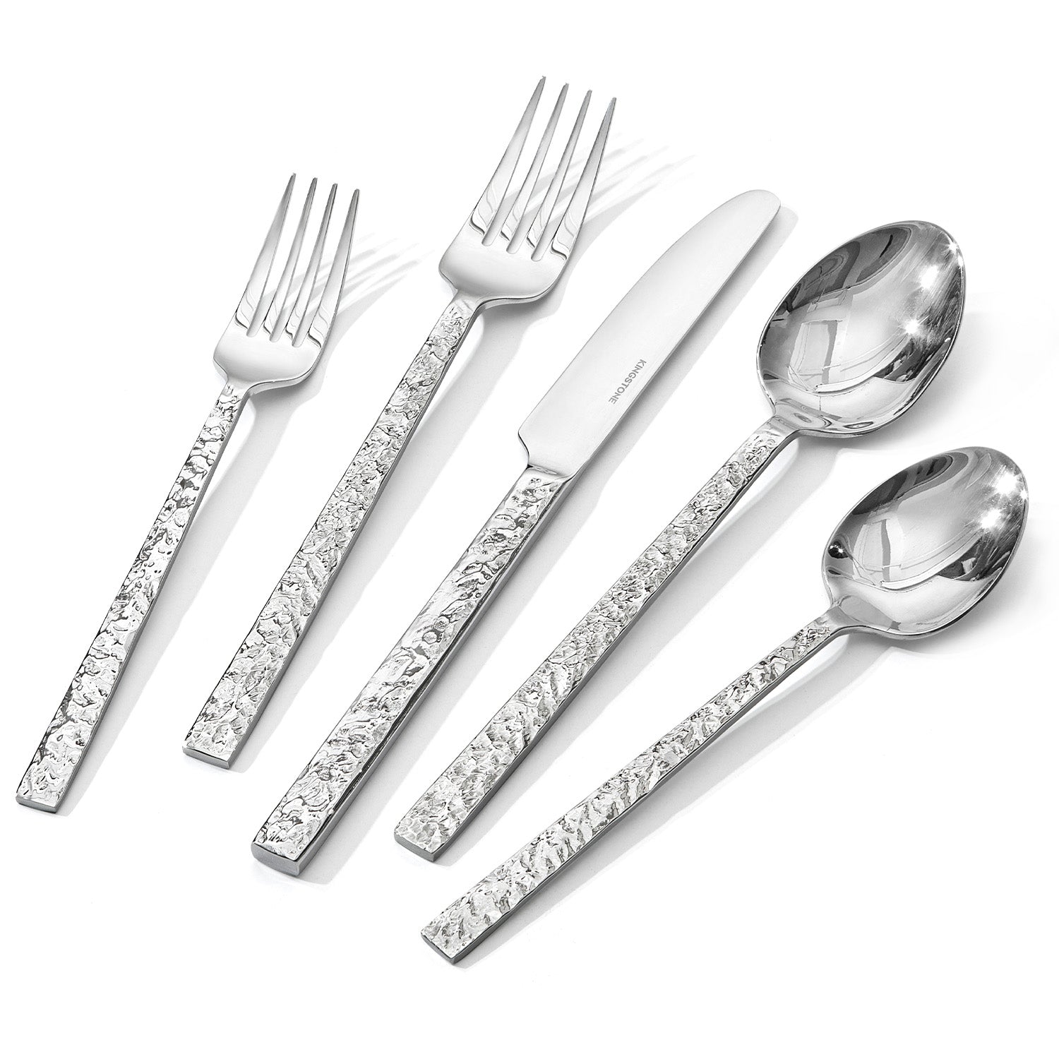 KINGSTONE Hammered Silverware Set Review: Steel, Finish and Fit