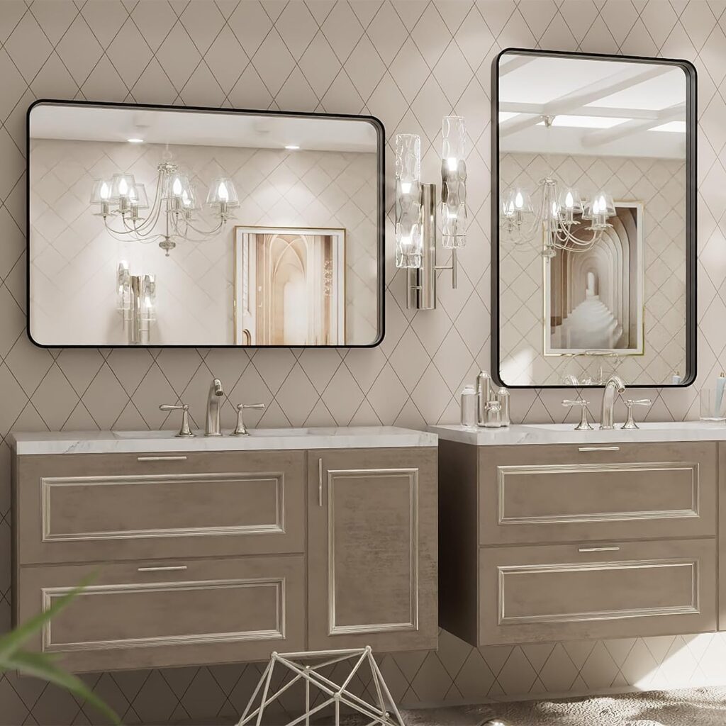 LOAAO 24x32 Black Framed Bathroom Mirror Review: Glass, Frame and Fit