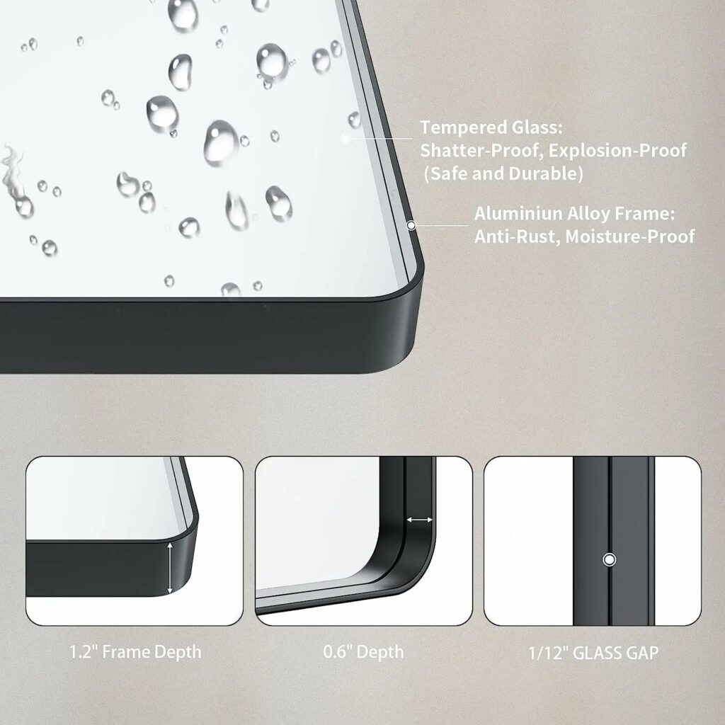 Brand graphic with close-ups of the LOAAO aluminum alloy frame edge and glass gap