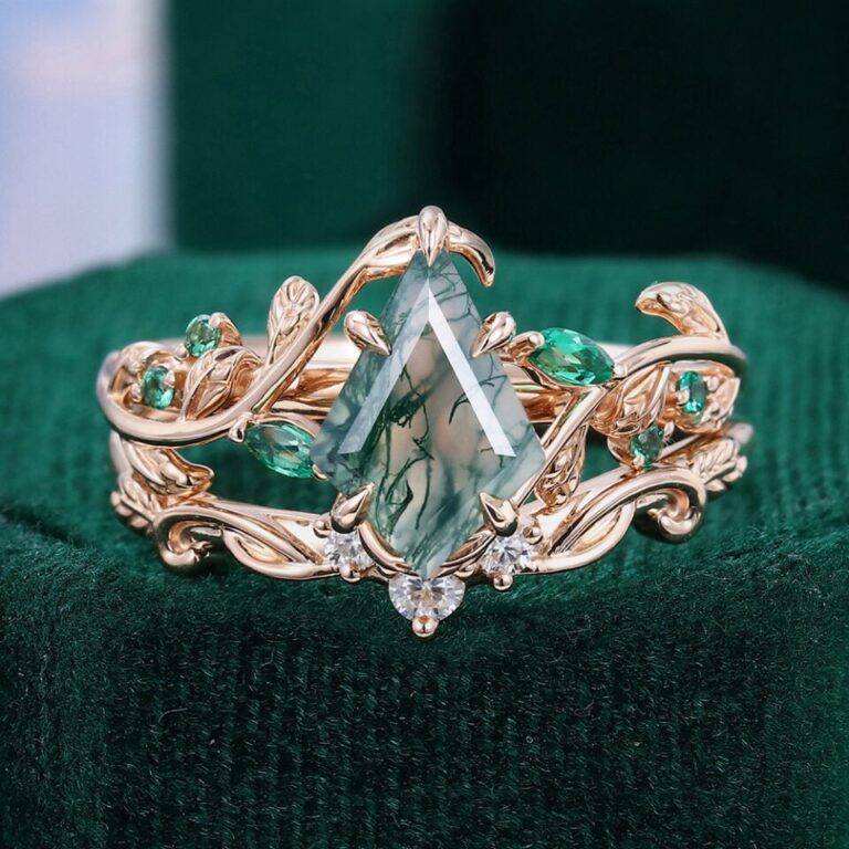 Molly Jewelry Kite Cut Moss Agate Bridal Set Review: Stones, Sizing and Fine Print