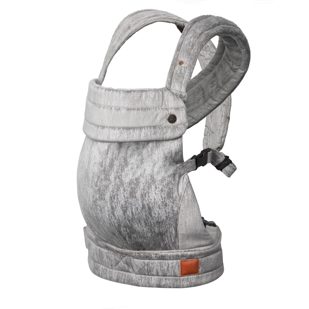 NEST BLANCHE grey backpack-style baby carrier in a textured fabric with padded shoulder straps