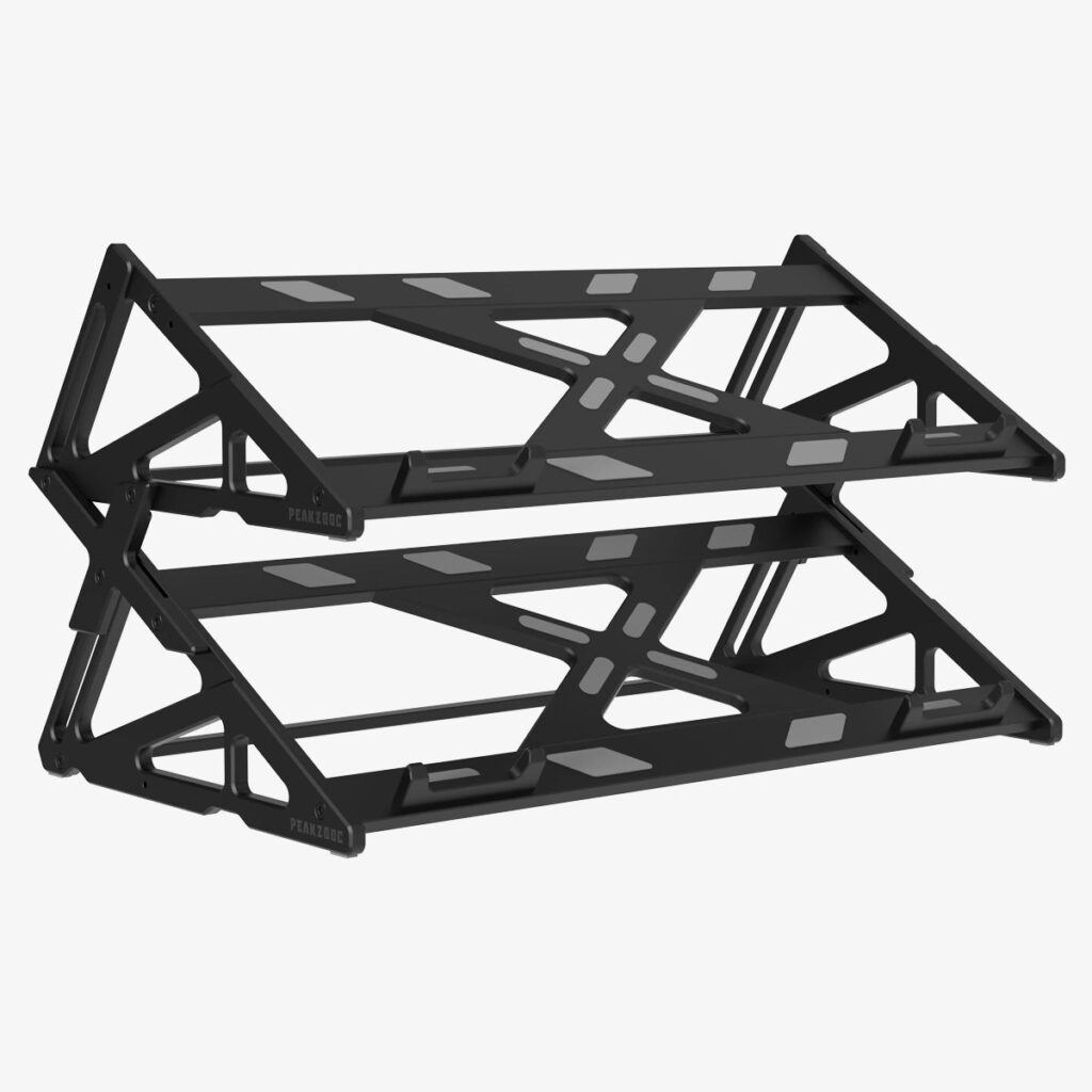 Black two-tier Peakzooc keyboard stand in CNC aluminum
