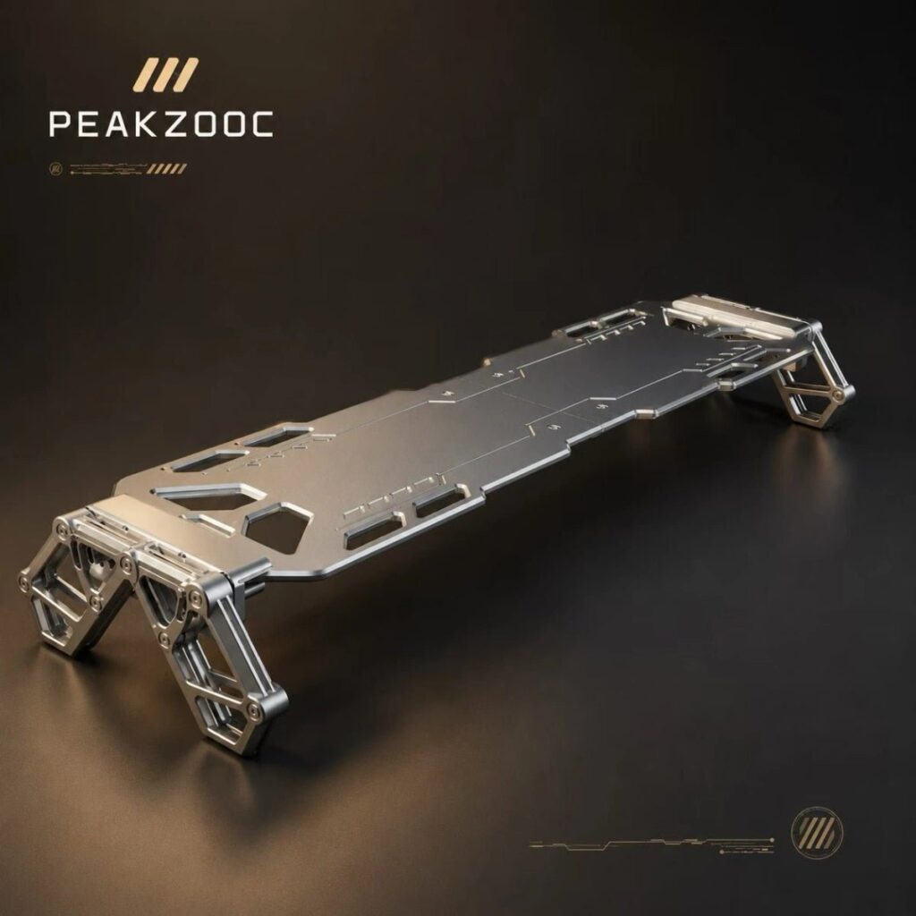 Peakzooc modular desk riser with aluminum legs and a metal top panel
