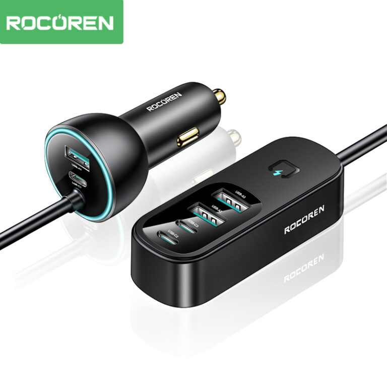 Rocoren 105W 6-Port Car Charger: Six Ports for the Whole Car