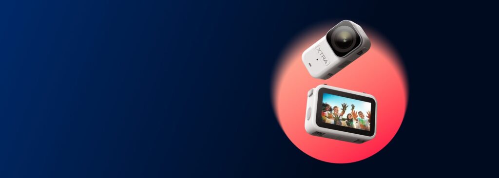 Xtra Atto wearable POV camera shown from the lens side and the screen side